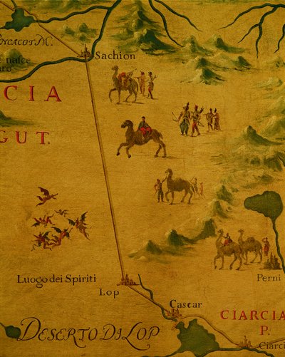 Désert de Lop et maison des esprits et des fantômes traversés par Marco Polo - Giovan Battista Ramusio