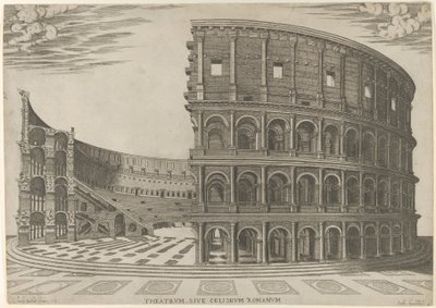 Section et élévation du Colisée à Rome, 1581 - Giovanni Ambrogio Brambilla