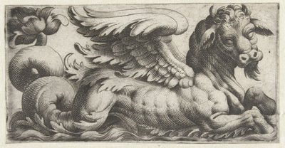 Taureau marin ailé avec une barbe (Friezen met zeemonsters) - Giovanni Andrea Maglioli