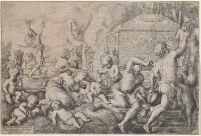 Bacchanale avec autel, faune et Silène - Giovanni Andrea Podesta