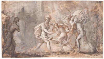 Tarpeia écrasée sous les boucliers des Sabins - Giovanni Angelo Canini