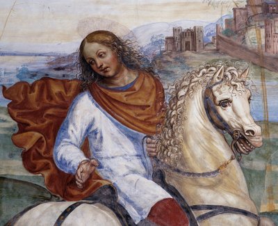 Benoît quitte la maison de son père et se rend à Rome pour étudier (détail) - Giovanni Antonio Bazzi Sodoma