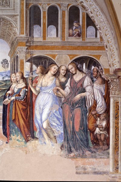 Florent envoie des courtisanes au monastère (détail) - Giovanni Antonio Bazzi Sodoma
