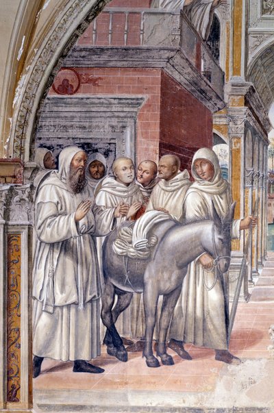 Florent envoie des prostituées au monastère (détail) - Giovanni Antonio Bazzi Sodoma