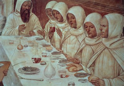 Saint Benoît ayant obtenu une ample farine et nourri les moines (détail) - Giovanni Antonio Bazzi Sodoma