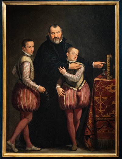 Portrait de Giuseppe Gualdo avec ses enfants Paolo et Emilio - Giovanni Antonio Fasolo