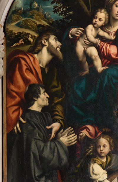 Autel de Sainte Catherine, Madone et Enfant entre les saints Philippe et Jacques et le donateur Giacomo Schizzi (détail) - Giovanni Antonio Pordenone