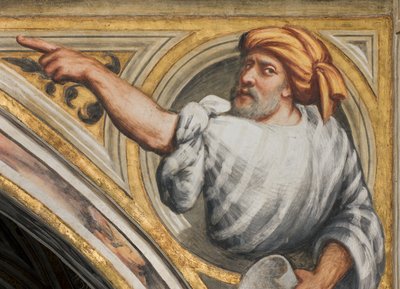 Nef centrale, Plume deuxième travée sud, Buste avec prophète - Giovanni Antonio Pordenone