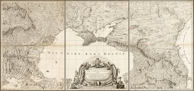 Carte de la mer Noire de 1774 avec les parties adjacentes des empires turc et russe - Giovanni Antonio Rizzi Zannoni