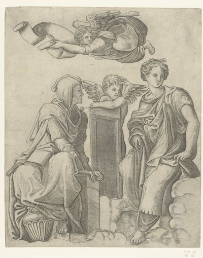 Deux sibylles et un ange et putto - Giovanni Antonio da Brescia (attributed to)