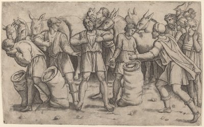 Découverte de la coupe de Joseph - Giovanni Antonio da Brescia after Baldassare Peruzzi