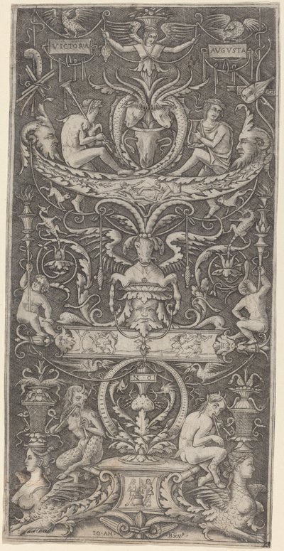 Panneau ornemental inscrit "Victoria Augusta" - Giovanni Antonio da Brescia after Nicoletto