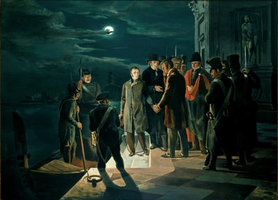 Venise, dans la nuit du 25 au 26 mars 1822 (huile sur toile) - Giovanni Battista Biscarra