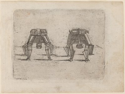 Deux Figures Cubiques avec leurs Mains au Sol - Giovanni Battista Bracelli