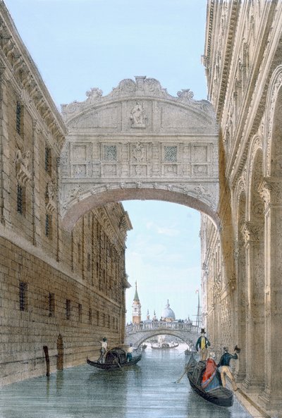 Gondoles passant sous le Pont des Soupirs - Giovanni Battista Cecchini