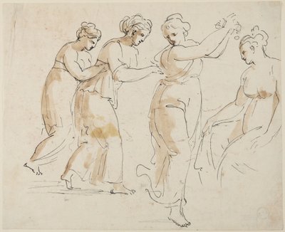 Une nymphe assise et trois nymphes dansantes - Giovanni Battista Cipriani