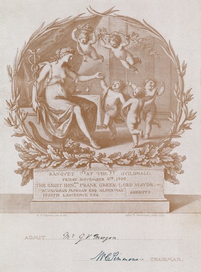Invitation à un banquet au Guildhall, Londres, le 9 novembre 1900 - Giovanni Battista Cipriani