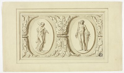 Deux médaillons avec des figures debout d