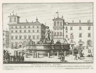 Fontana del Moro sur la Piazza Navona à Rome - Giovanni Battista Falda