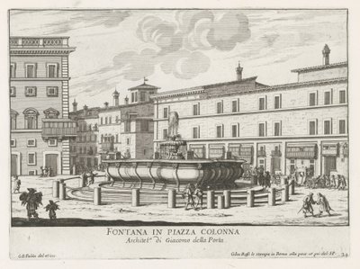 Fontaine sur la Piazza Colonna à Rome - Giovanni Battista Falda