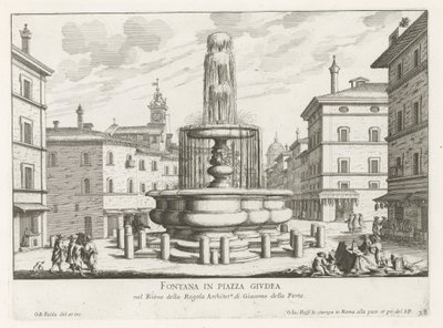 Fontaine sur la Piazza Giudia à Rome - Giovanni Battista Falda