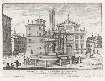 Fontaine sur la Piazza Scossacavalli à Rome - Giovanni Battista Falda