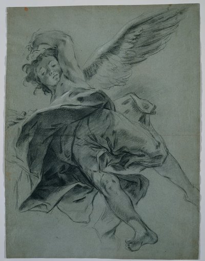 Un ange volant recto, Études de mains jouant des instruments verso, 1723-1727 - Giovanni Battista Piazzetta