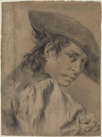 Un jeune homme au chapeau à larges bords - Giovanni Battista Piazzetta