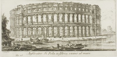 Amphithéâtre de Pula en Istrie près de la mer, planche 23 de Quelques vues d