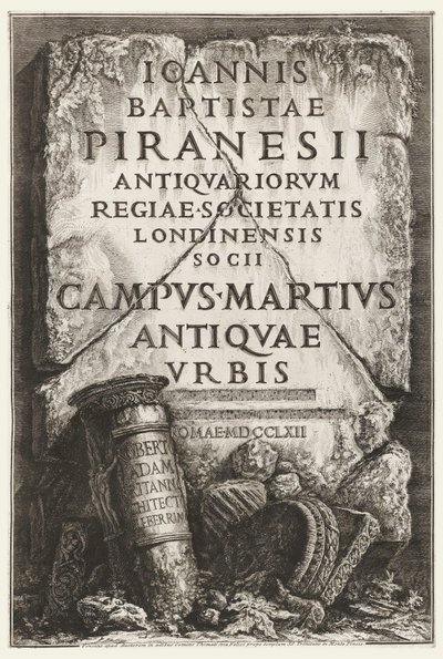 Frontispice, avec dédicace à Robert Adam, dans Il Campo Marzio dell
