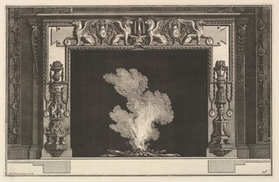 Cheminée : Griffons affrontés sur le linteau et candélabres sur les montants, ca. 1769 - Giovanni Battista Piranesi