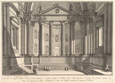 Salle colonnadée selon la coutume des anciens Romains, et niches ornées de..., vers 1750 - Giovanni Battista Piranesi