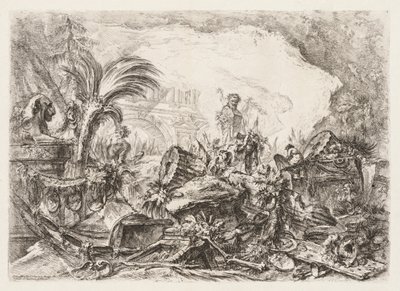 Groteschi : Ruines avec une statue d