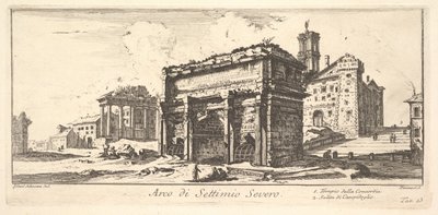 Planche 13 : Arc de Septime Sévère 1. Temple de la Concorde. 2. Ascension au Capitole... - Giovanni Battista Piranesi