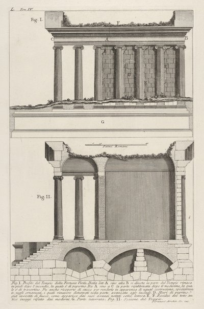Profil du Temple de Fortuna Virilis Profilo del Tempio della Fortuna Virile, 1756 - Giovanni Battista Piranesi