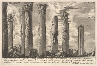 Sept colonnes du Temple de Juturna avec chapiteaux corinthiens..., XVIIIe siècle - Giovanni Battista Piranesi