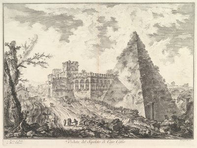 La Pyramide de Caius Cestius, avec la Porta S. Paolo et la route adjacente, ca. 1755 - Giovanni Battista Piranesi