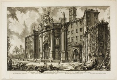 Vue de la façade de la basilique de S. Croce in Gerusalemme, des Vues de Rome - Giovanni Battista Piranesi