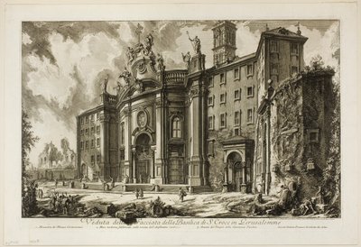 Vue de la façade de la basilique de S. Croce in Gerusalemme, des Vues de Rome - Giovanni Battista Piranesi
