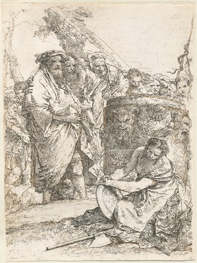 Magicien et autres figures devant un autel brûlant avec crâne et ossements - Giovanni Battista Tiepolo