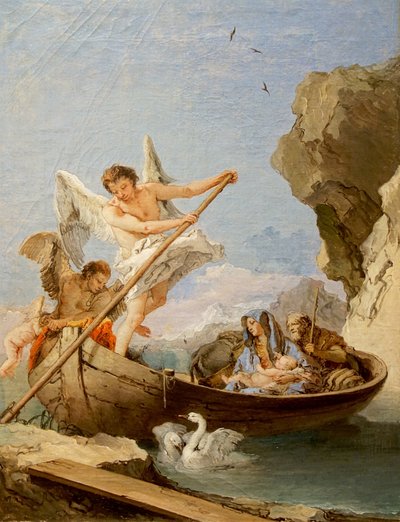Portugais : Escape to Egypt Flight in Egypt - Giovanni-Battista Tiepolo