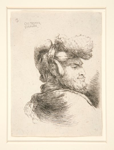 Un homme de profil, tourné vers la droite, de la série Les petites têtes d - Giovanni Benedetto Castiglione