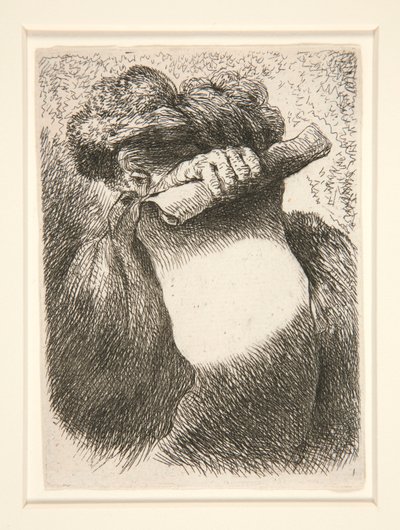 Figure tenant une grande banderole, de la série Petites études de têtes - Giovanni Benedetto Castiglione
