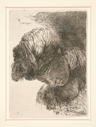 Figure avec la tête baissée, de la série Petites études de têtes - Giovanni Benedetto Castiglione