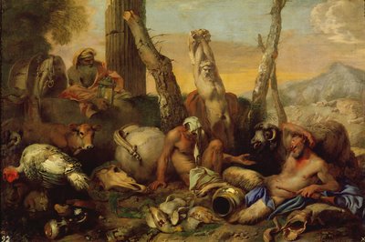 La Fable de Diogène, cherchant avec une lanterne un homme de bien - Giovanni Benedetto Castiglione