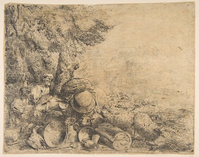 Deux bergers, un âne et d