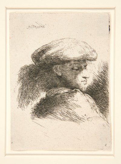 Jeune homme vu presque de profil et tourné vers la droite - Giovanni Benedetto Castiglione