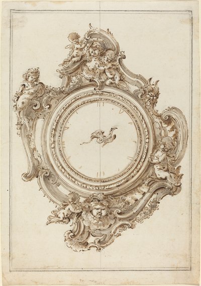 Une horloge rococo avec sirènes, putti, masques et un oiseau de paradis - Giovanni Bettati