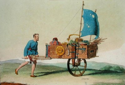 Fermier itinérant avec son chariot, de 