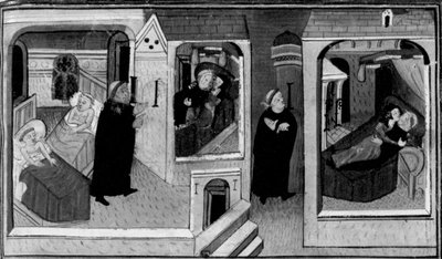 Décaméron, L’abbé espionne le moine dans sa cellule ; le moine à son tour espionne l’abbé. Première journée, nouvelle 4. - Giovanni Boccaccio